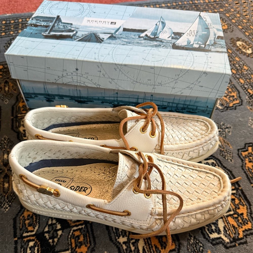 Sperry Top-Sider White Woven Boat Shoes size 7.5